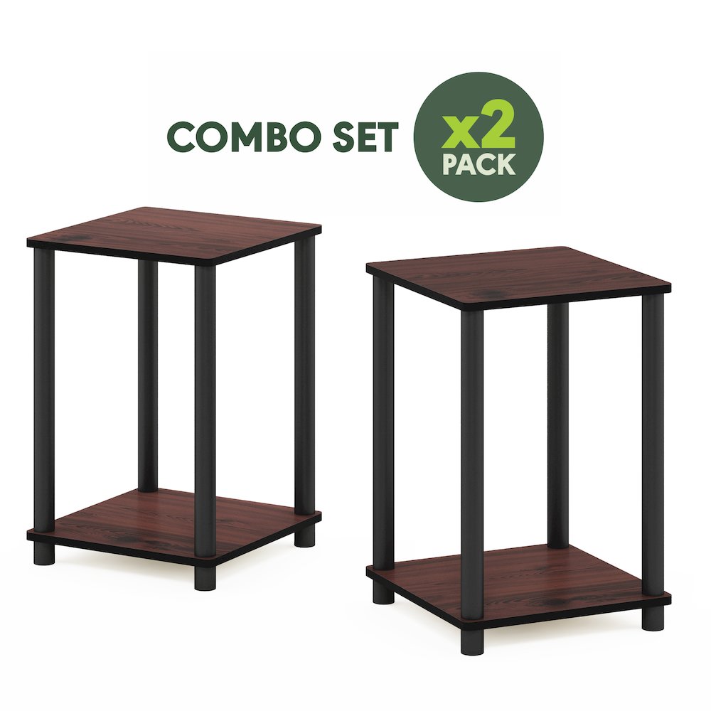 TURN-N-TUBE Night Stand Set of 2, 2-Tier Stackable, Toolless, Dark Cherry. Picture 1