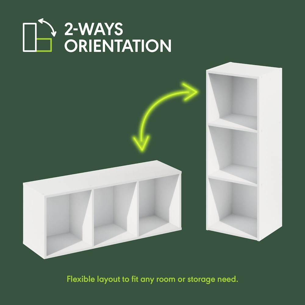 LUDER 3-Cube Kids Book Shelf, Toy Storage, 9.3x12x31.5, White. Picture 5