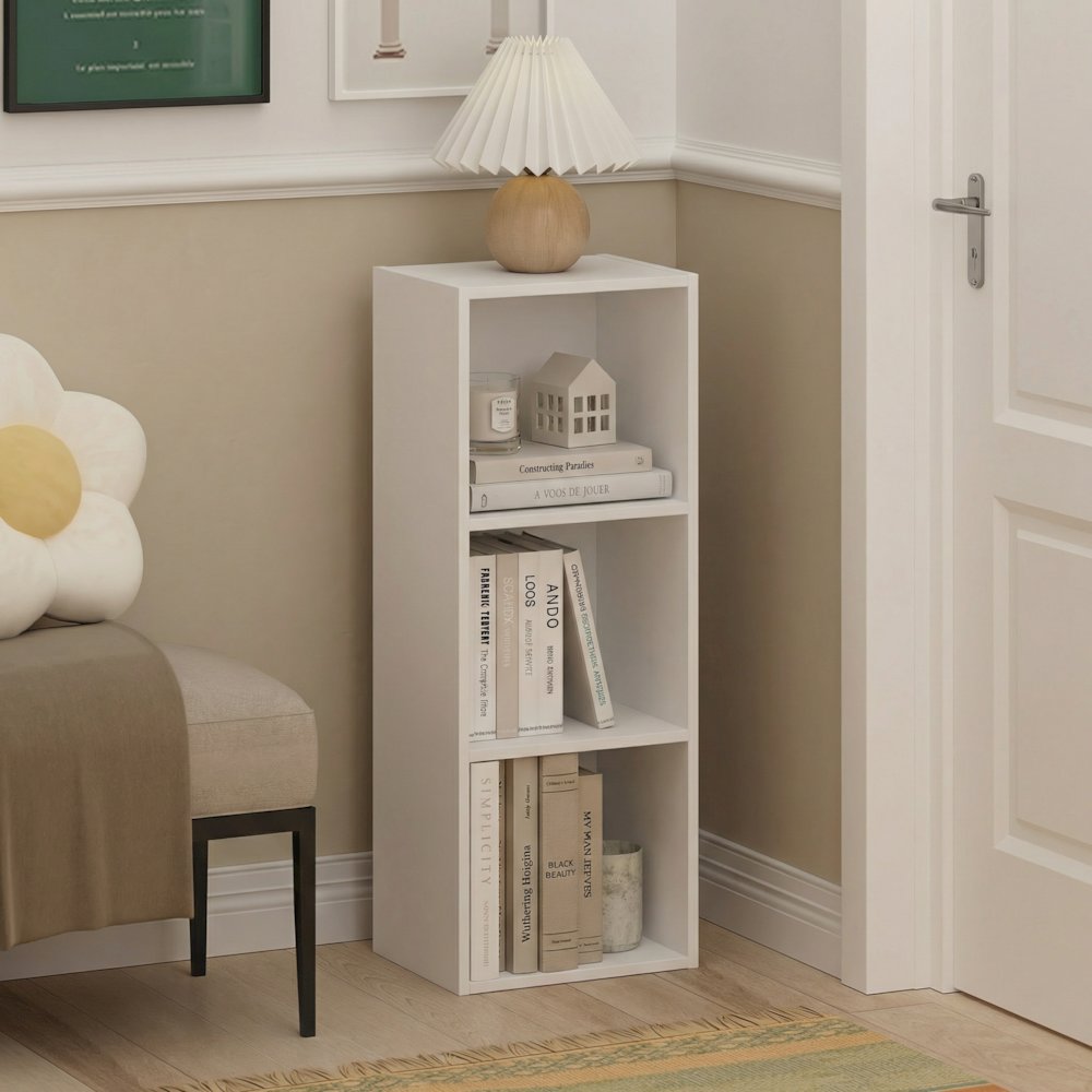 LUDER 3-Cube Kids Book Shelf, Toy Storage, 9.3x12x31.5, White. Picture 11