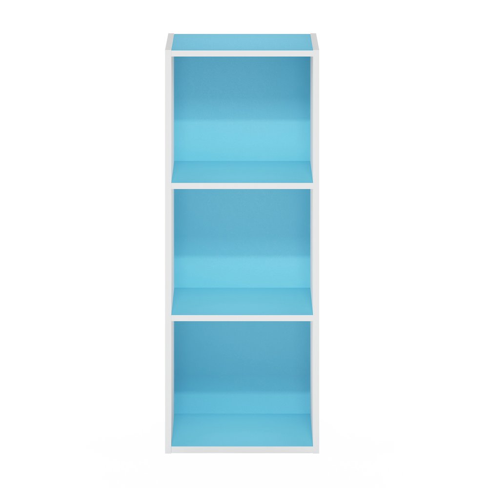 LUDER 3-Cube Kids Book Shelf, Toy Storage, 9.3x12x31.5, White/Light Blue. Picture 6