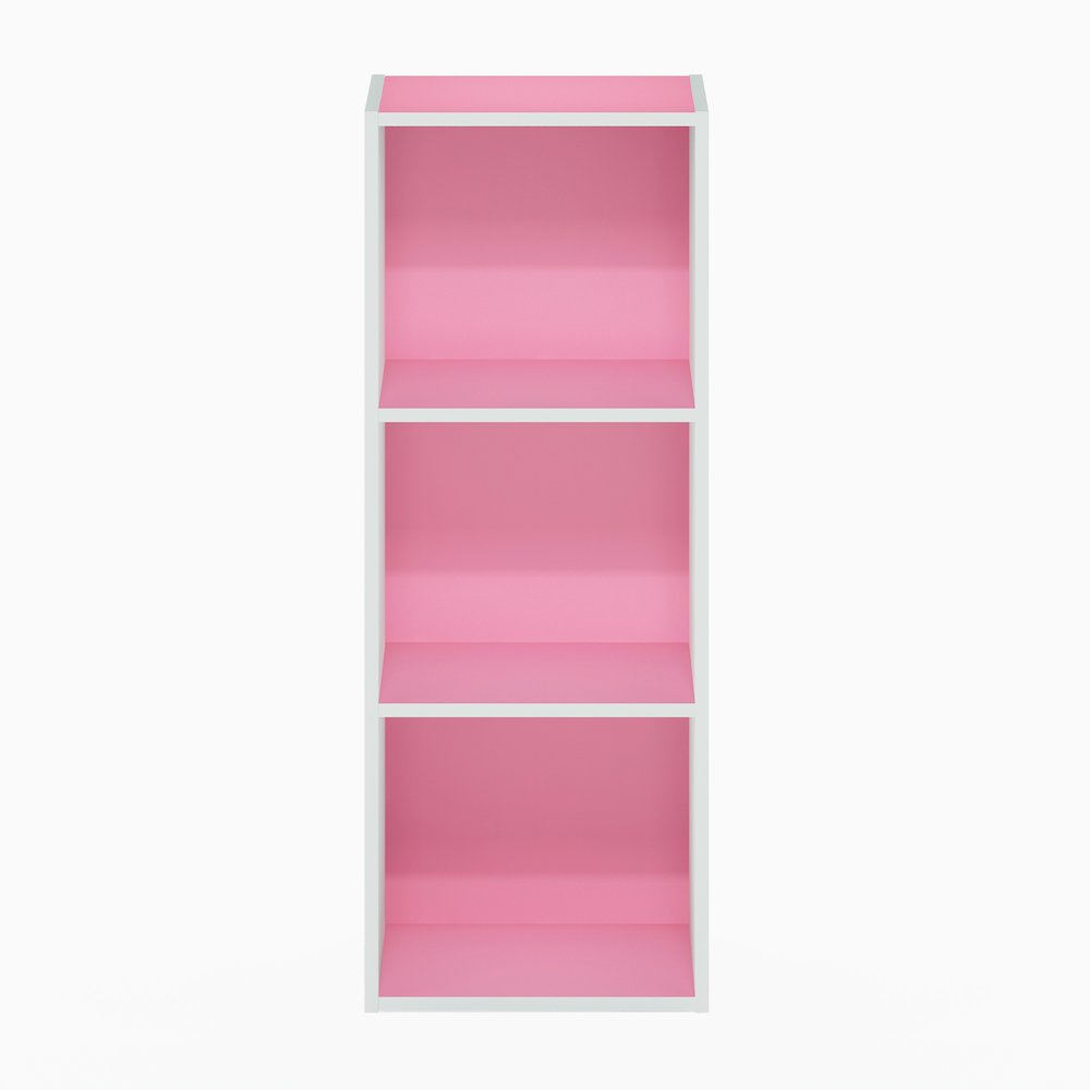 LUDER 3-Cube Kids Book Shelf, Toy Storage, 9.3x12x31.5, White/Pink. Picture 6