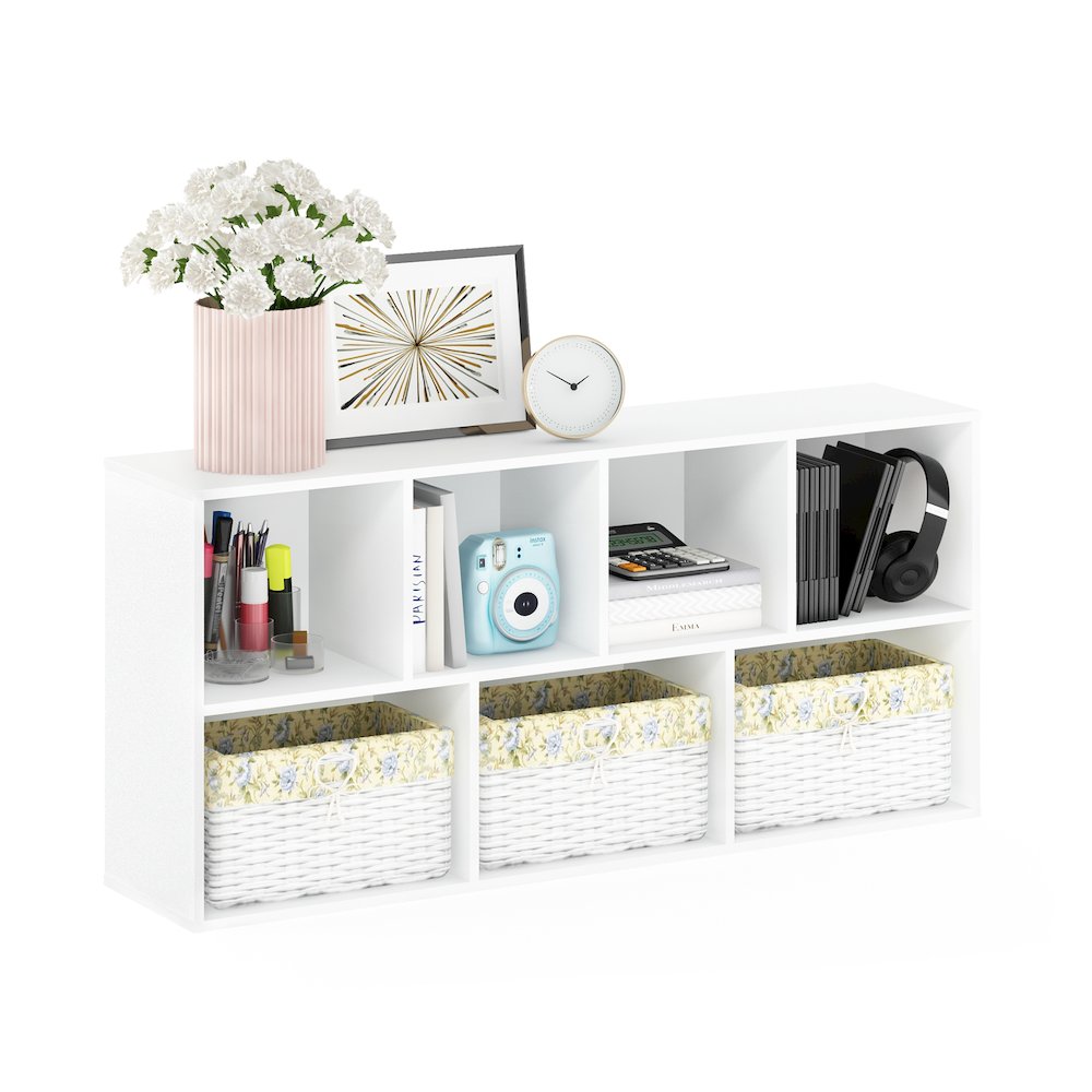 LUDER 7-Cube Kids Book Shelf, Toy Storage, 9.4x19.5x41.7, White. Picture 2