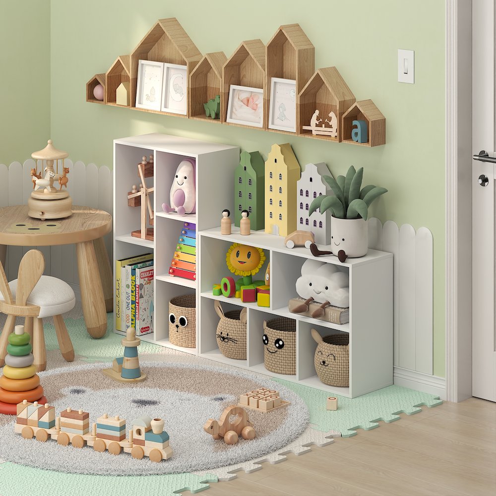 LUDER 5-Cube Kids Book Shelf, Toy Storage, 9.4x19.5x31.5, White. Picture 3