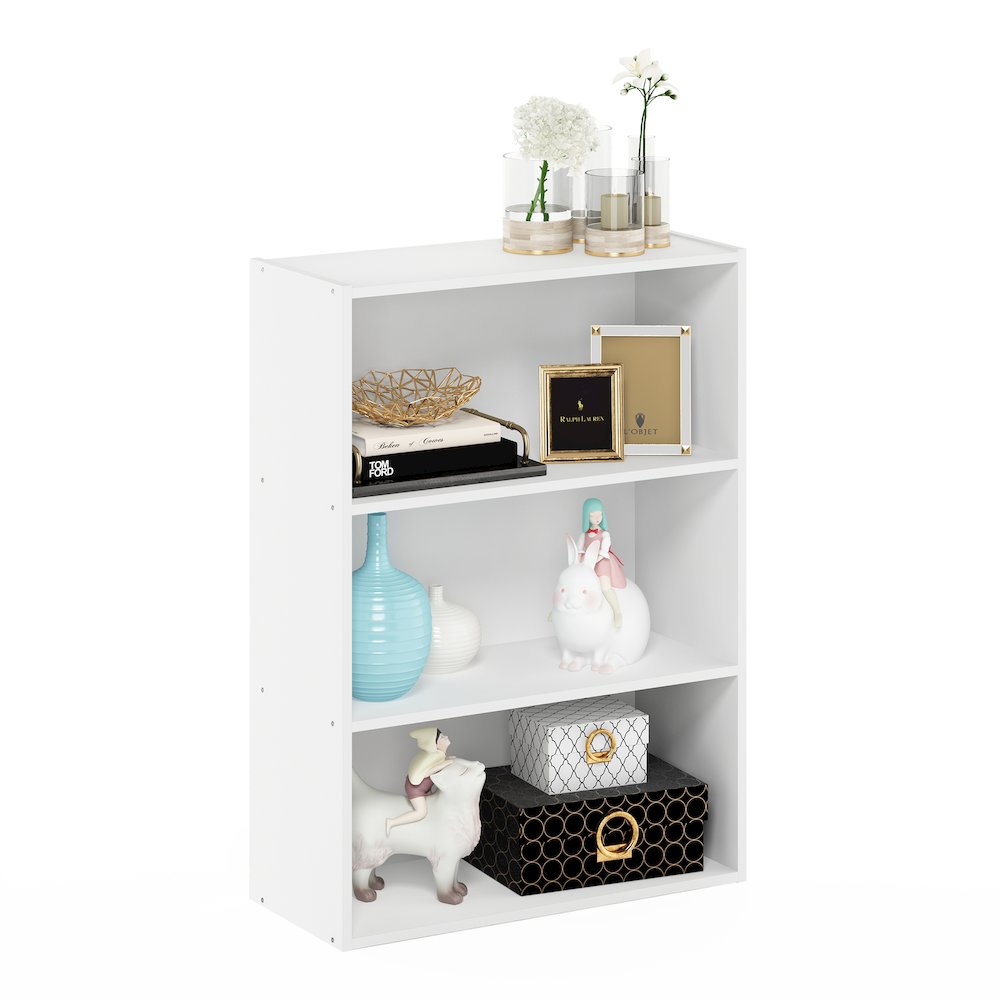 LUDER 3-Tier Kids Book Shelf, Toy Storage, 9.7x23.7x31.5, Plain White. Picture 1