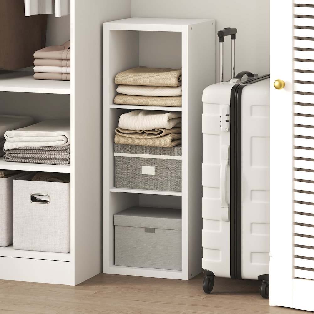 CUBIC 3-Cube Closet Organizer, Thick Frame, Closed Back, White. Picture 3