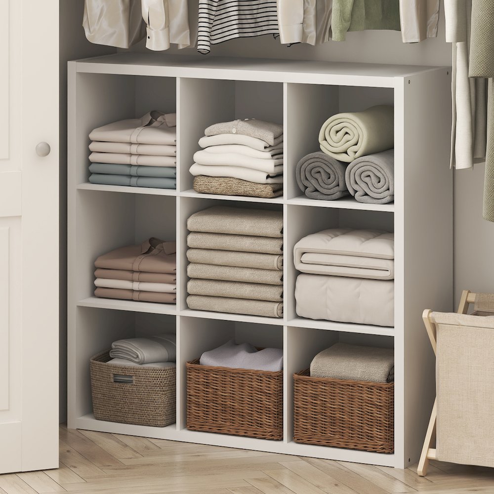 CUBIC 9-Cube Closet Organizer, Thick Frame, Closed Back, White. Picture 3