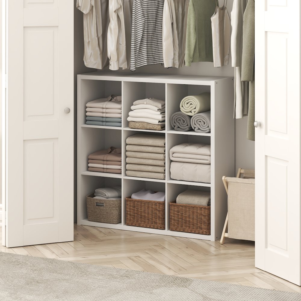 CUBIC 9-Cube Closet Organizer, Thick Frame, Closed Back, White. Picture 4
