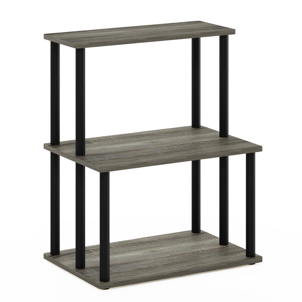 Furinno Turn-N-Tube 3-Tier Toolless Kitchen Storage Shelf, French Oak Grey/Black. Picture 1