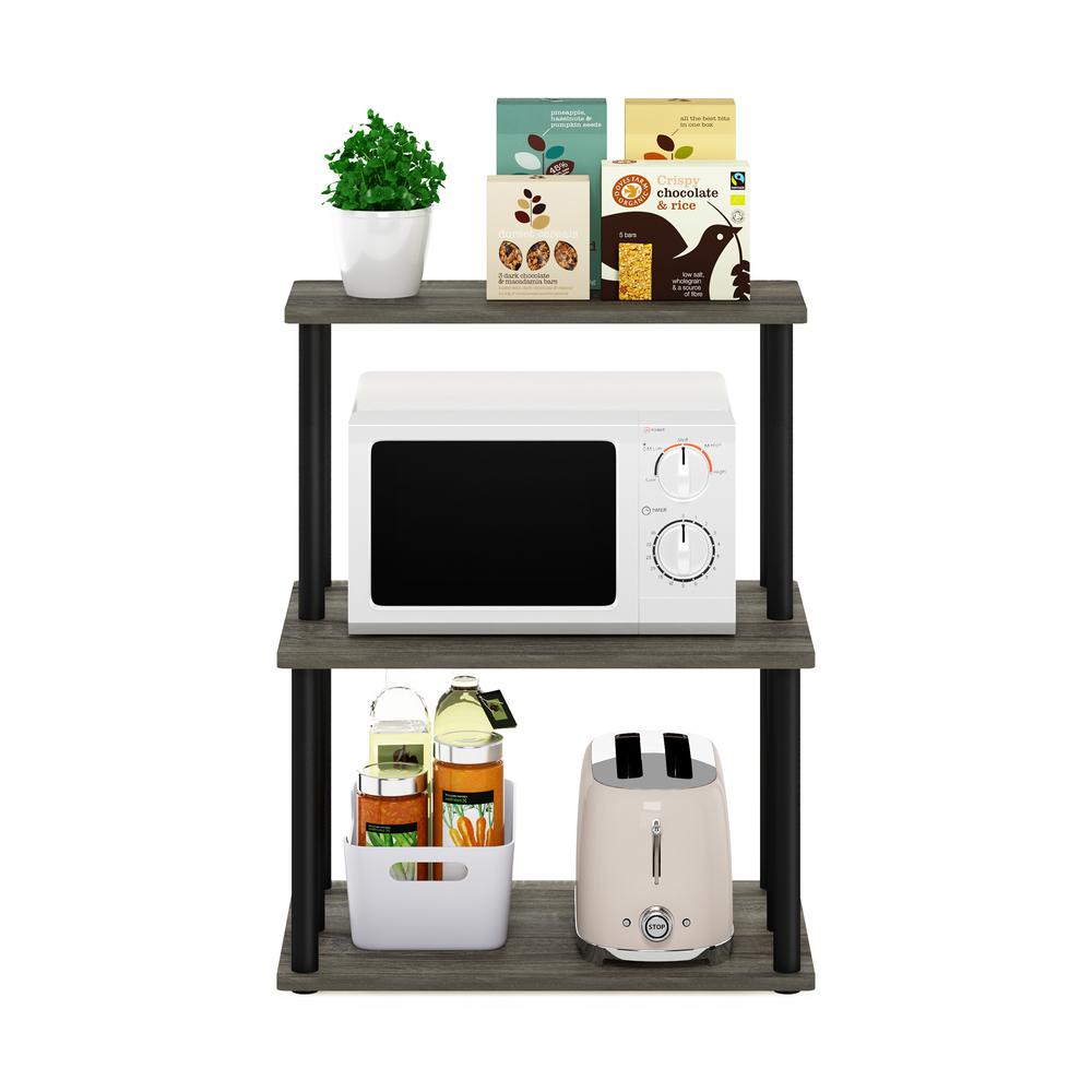 Furinno Turn-N-Tube 3-Tier Toolless Kitchen Storage Shelf, French Oak Grey/Black. Picture 5