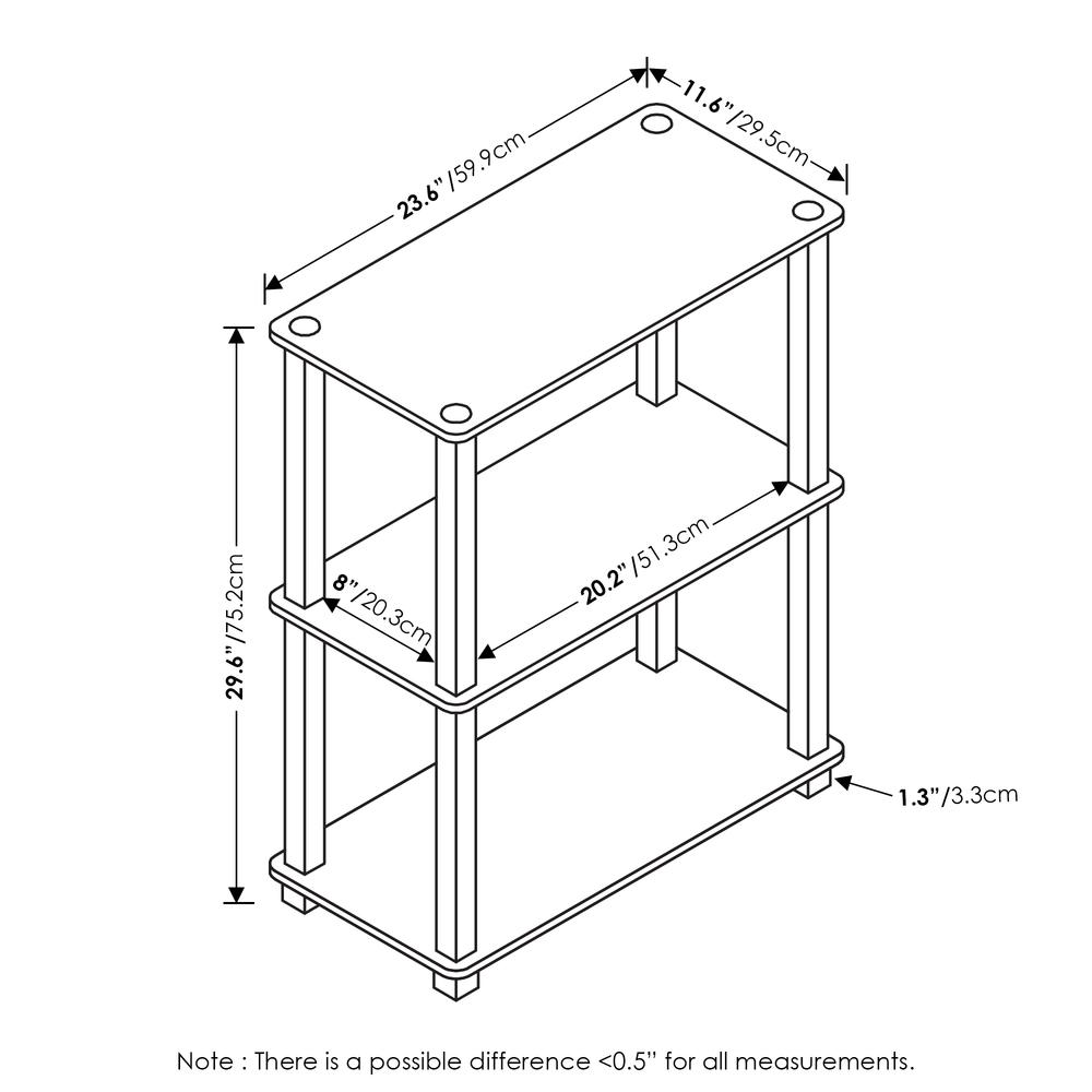 Furinno Turn-S-Tube 3-Tier Compact Multipurpose Shelf Display Rack with Square Tube, Amber Pine/Black. Picture 2