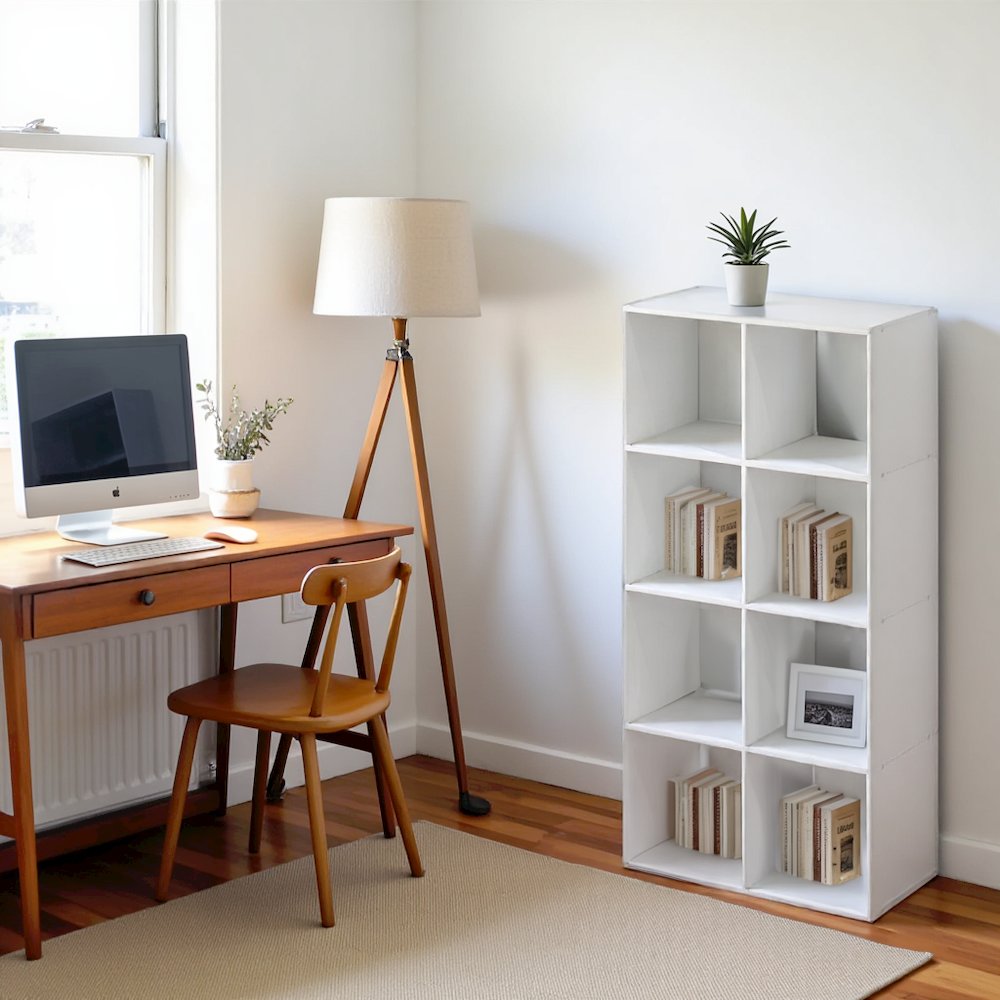 White Engineered Wood 8 Cube Storage Organizer with Open Back Shelves. Picture 3