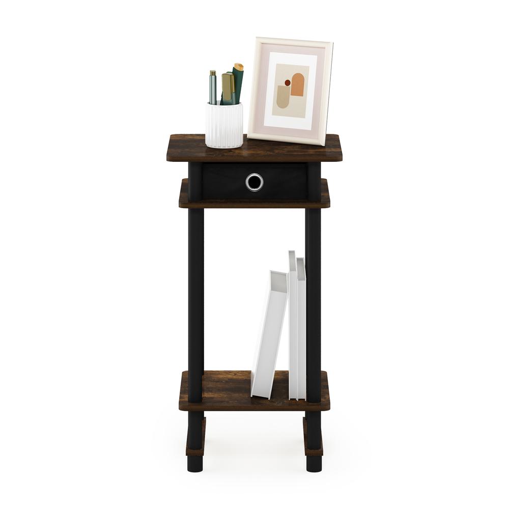 Furinno 17017 Turn-N-Tube Tall End Table with Bin, Amber Pine/Black/Black. Picture 5