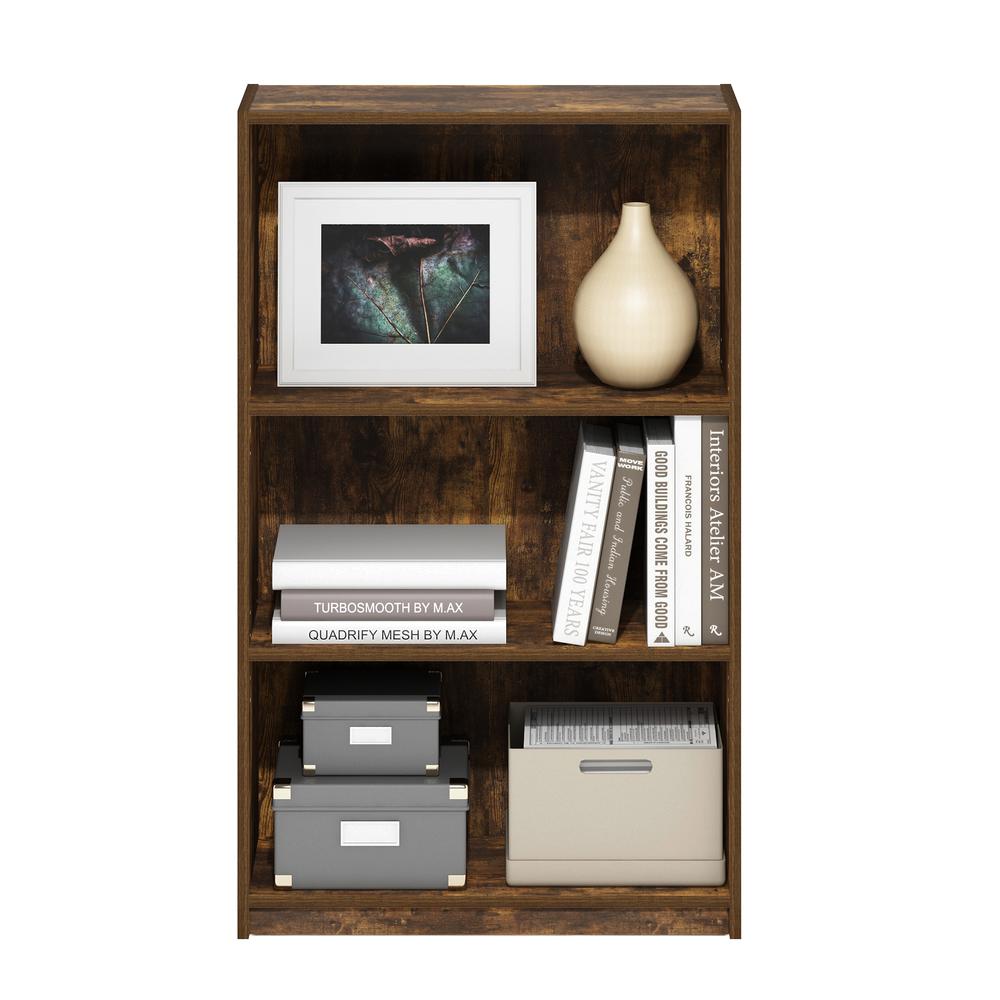 JAYA Simple Home 3-Tier Adjustable Shelf Bookcase, Amber Pine. Picture 5