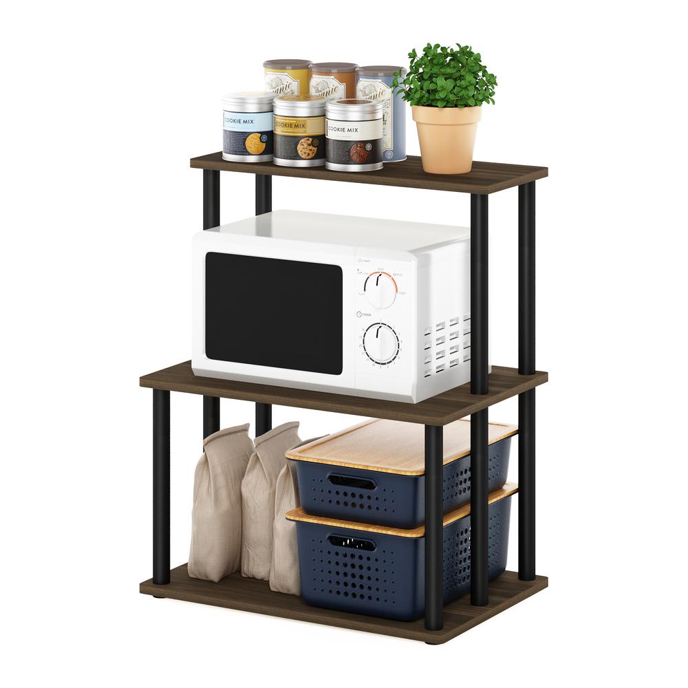 Furinno Turn-N-Tube 3-Tier Toolless Kitchen Storage Shelf, Columbia Walnut/Black. Picture 4