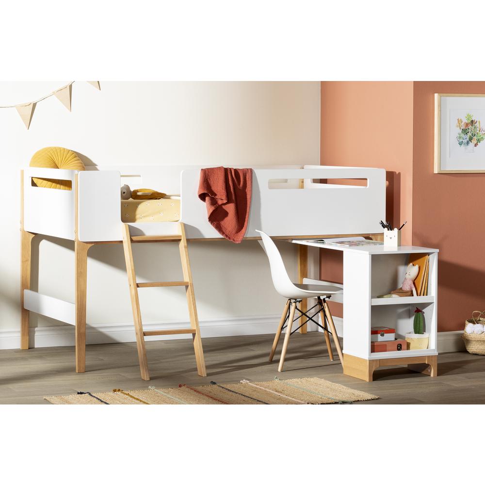 Bebble Loft Bed with Desk, White and Natural. Picture 2