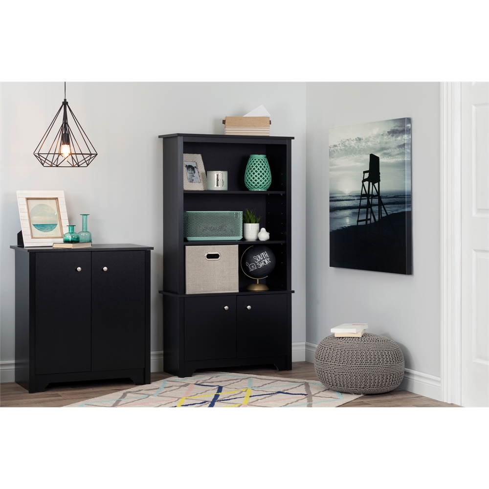 South Shore Vito Small 2-Door Storage Cabinet, Pure Black. Picture 5