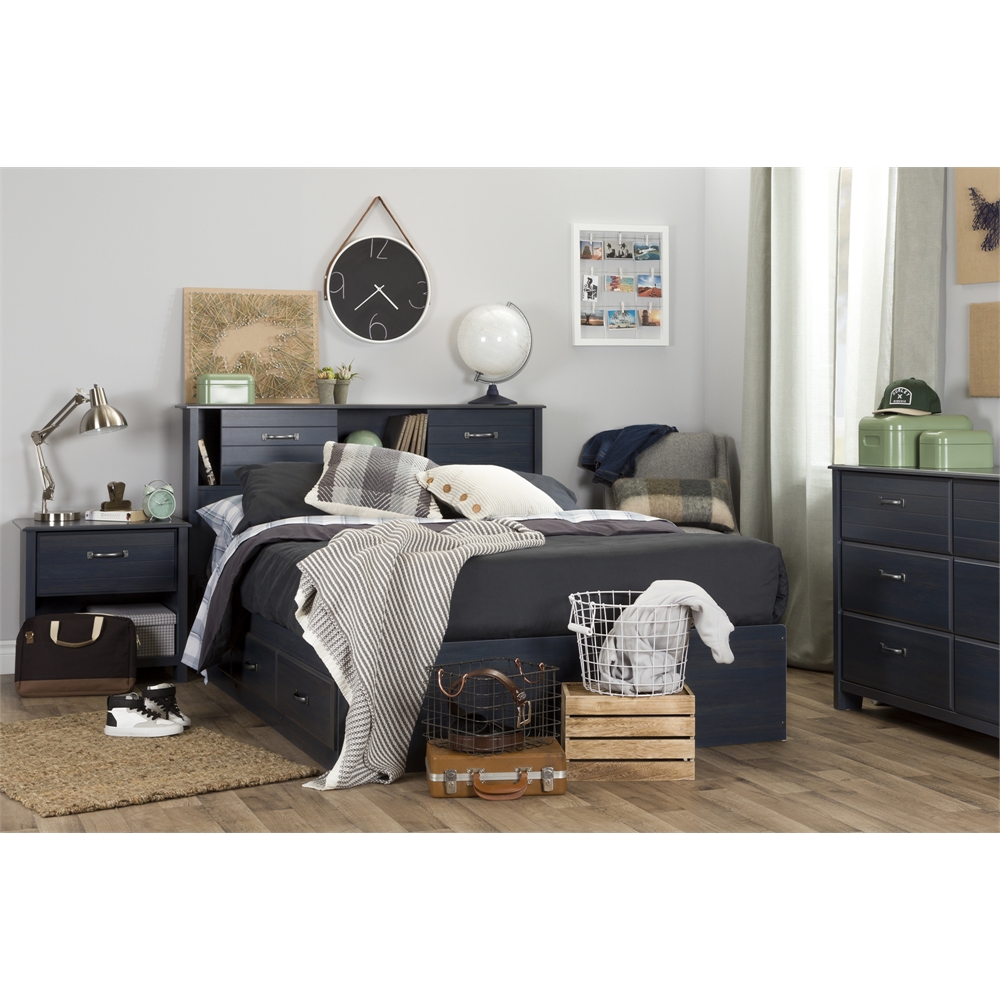 South Shore Ulysses Full Mates Bed (54'') with 3 Drawers, Blueberry. Picture 5