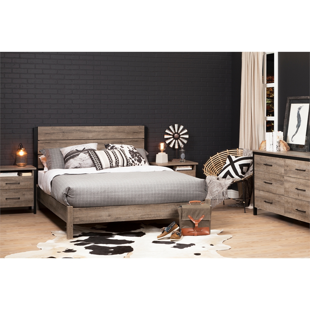 South Shore Munich 6-Drawer Double Dresser, Weathered Oak and Matte Black. Picture 4