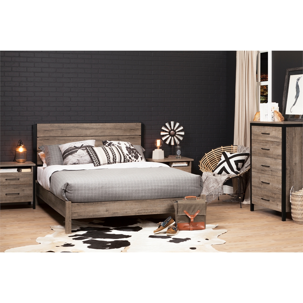 South Shore Munich 5-Drawer Chest, Weathered Oak and Matte Black. Picture 5
