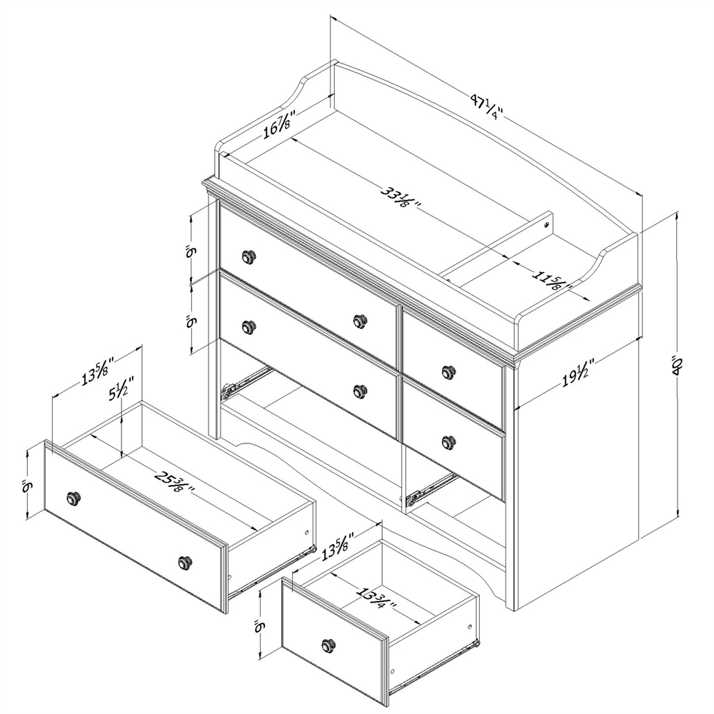 Angel Changing Table 6-drawers, Pure White. Picture 4