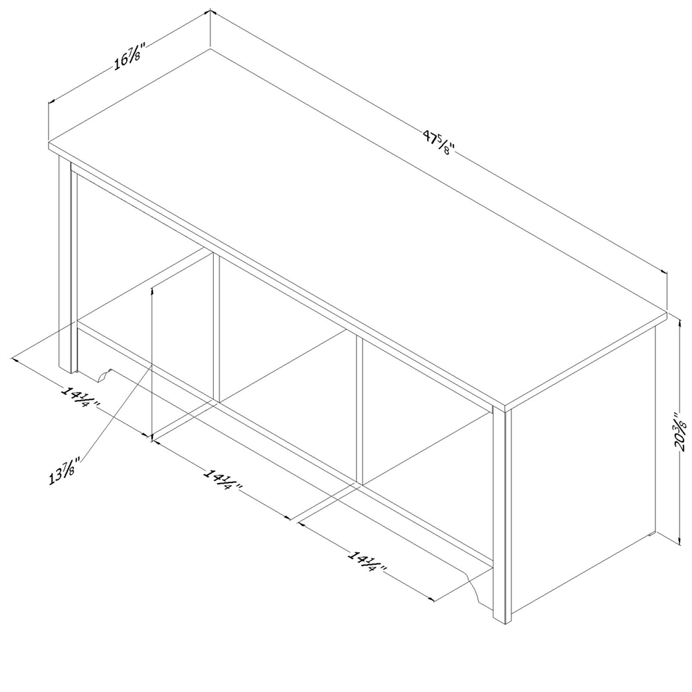 South Shore Vito Cubby Storage Bench, Pure Black. Picture 4