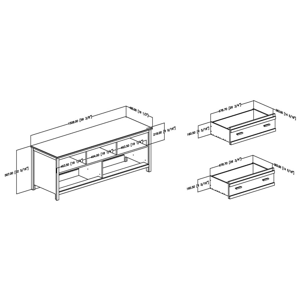 South Shore Exhibit TV Stand for TVs up to 60'', Gray Oak. Picture 4