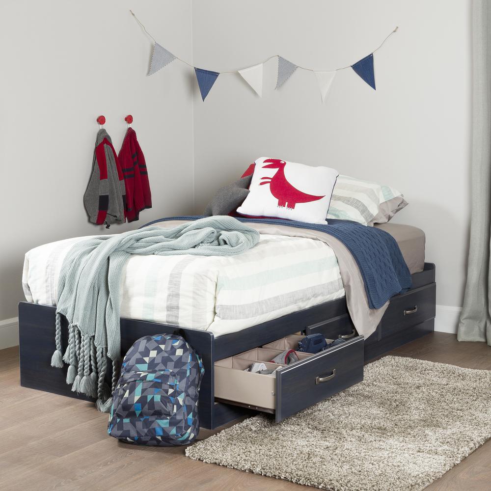 South Shore Ulysses Twin Mates Bed (39'') with 3 Drawers, Blueberry. Picture 5