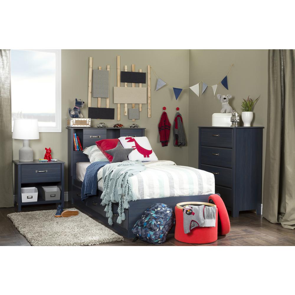 South Shore Ulysses Twin Mates Bed (39'') with 3 Drawers, Blueberry. Picture 6