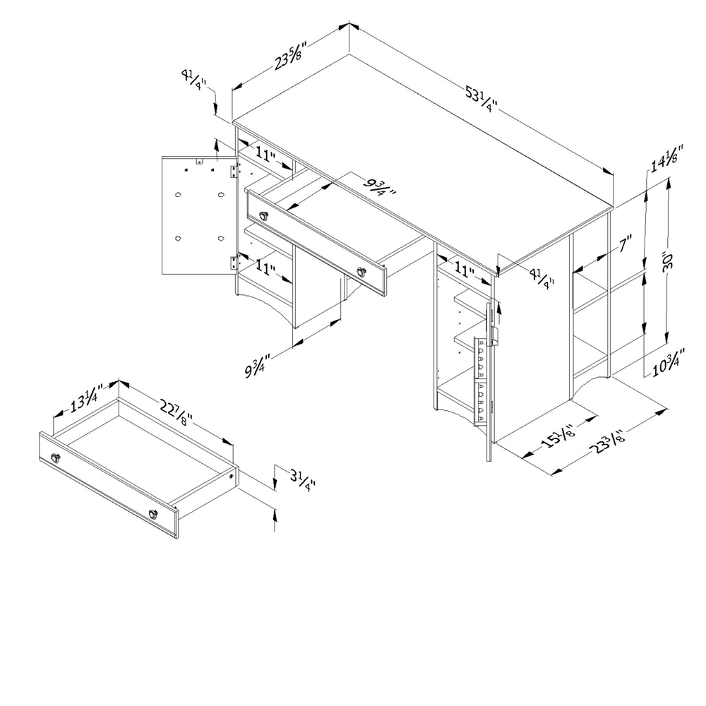 South Shore Artwork Craft Table with Storage, Pure White. Picture 3