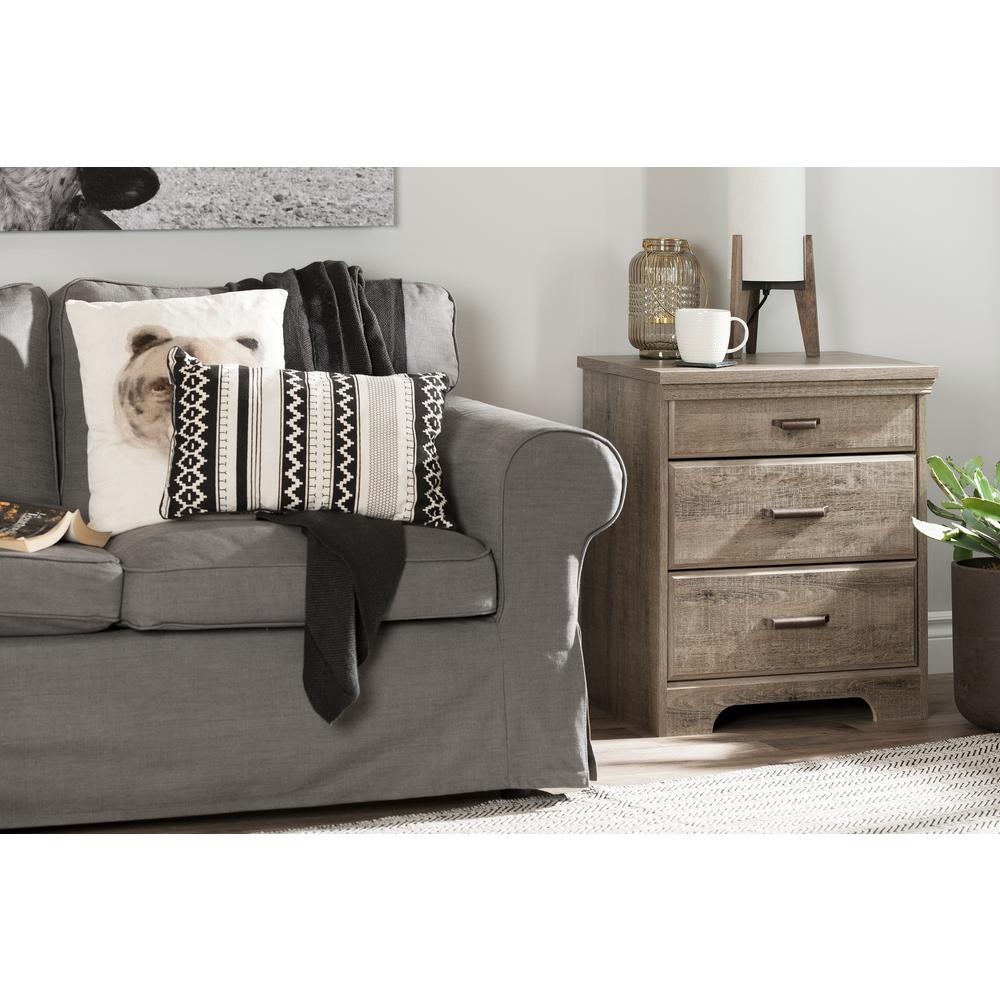 Versa Nightstand with Charging Station and Drawers, Weathered Oak. Picture 6