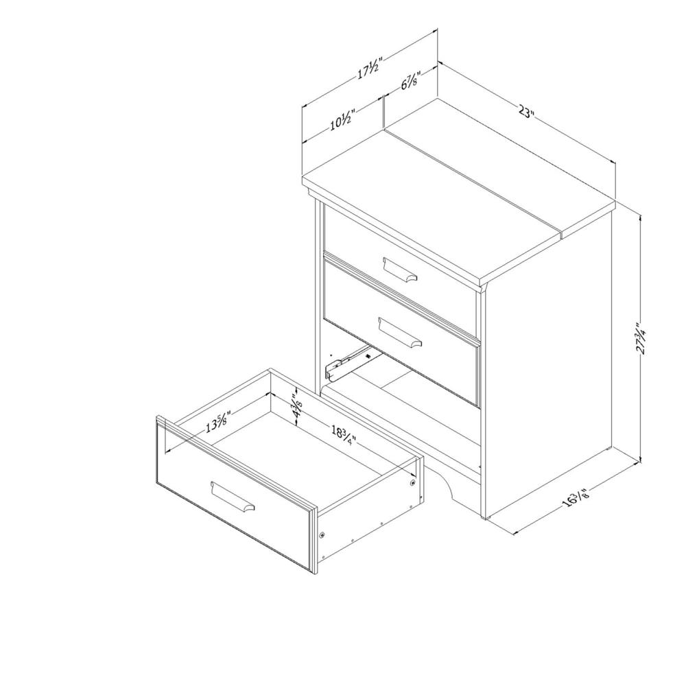 Versa Nightstand with Charging Station and Drawers, Gray Maple. Picture 5