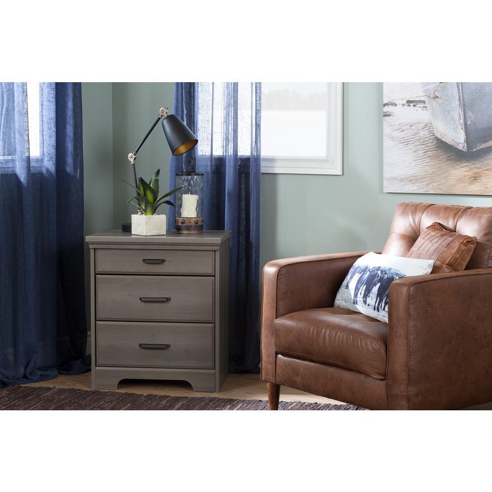 Versa Nightstand with Charging Station and Drawers, Gray Maple. Picture 6