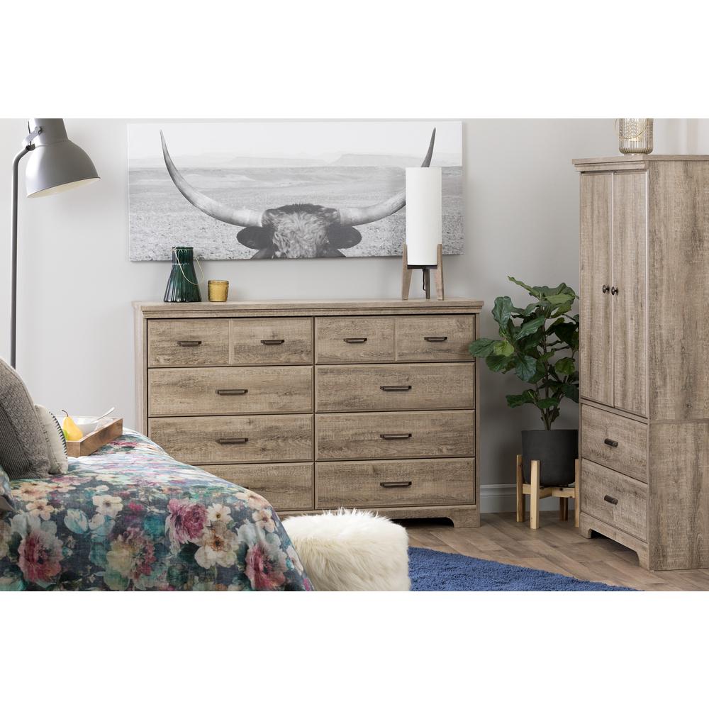 Versa 8-Drawer Double Dresser, Weathered Oak. Picture 3