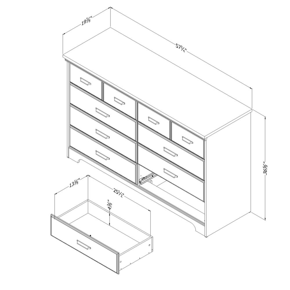 Versa 8-Drawer Double Dresser, Weathered Oak. Picture 5