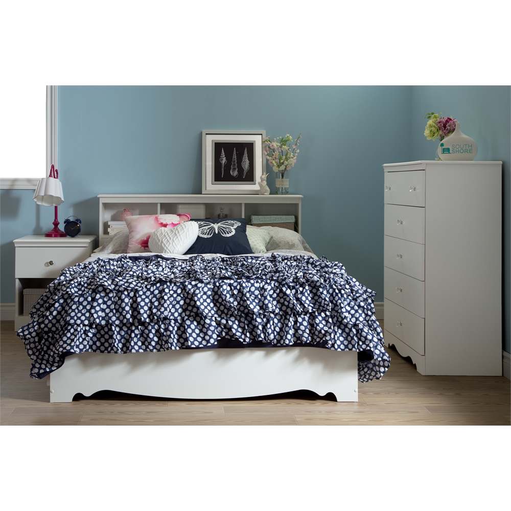 South Shore Crystal Full Mates Bed (54'') with 3 Drawers, Pure White. Picture 5