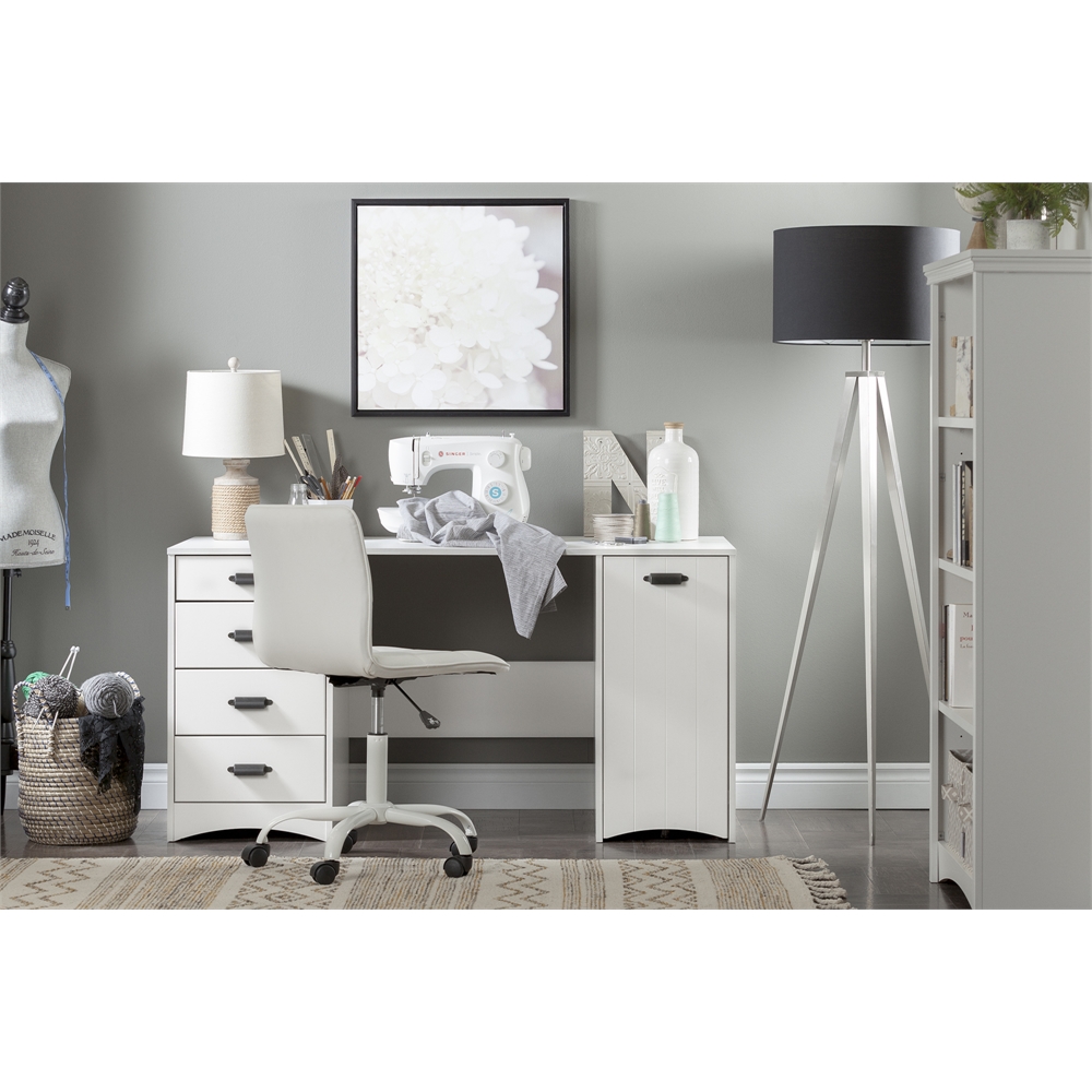 Artwork Sewing Craft Table and Storage, Pure White. Picture 3
