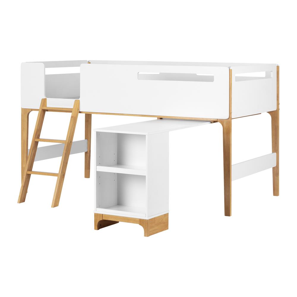 Bebble Loft Bed with Desk, White and Natural. Picture 1