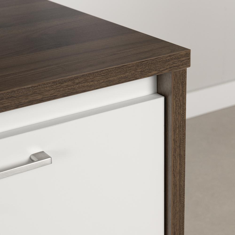 Myro Kitchen Island, Natural Walnut and White. Picture 3