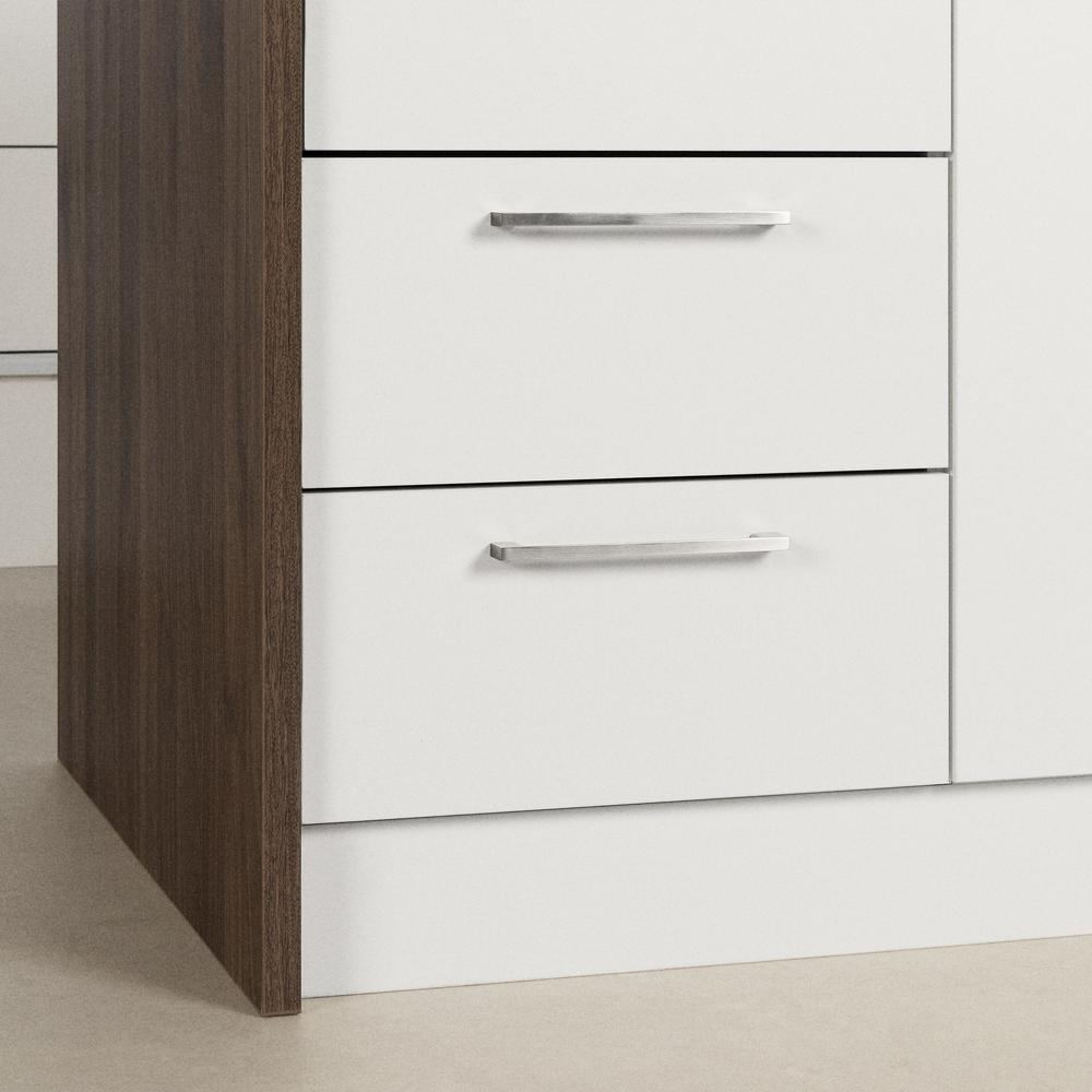 Myro Kitchen Island, Natural Walnut and White. Picture 4