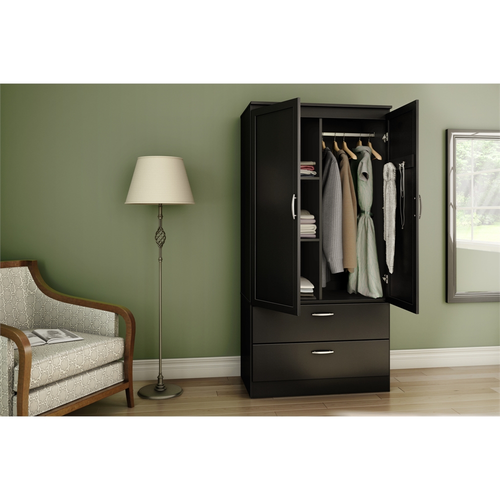 South Shore Acapella Wardrobe Armoire, Pure Black. Picture 2