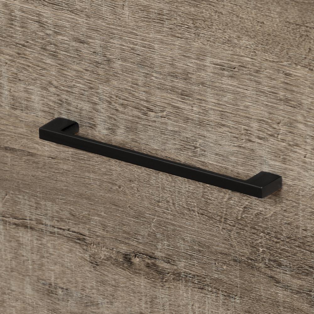 Munich Bookcase Headboard, Weathered Oak and Matte Black. Picture 2