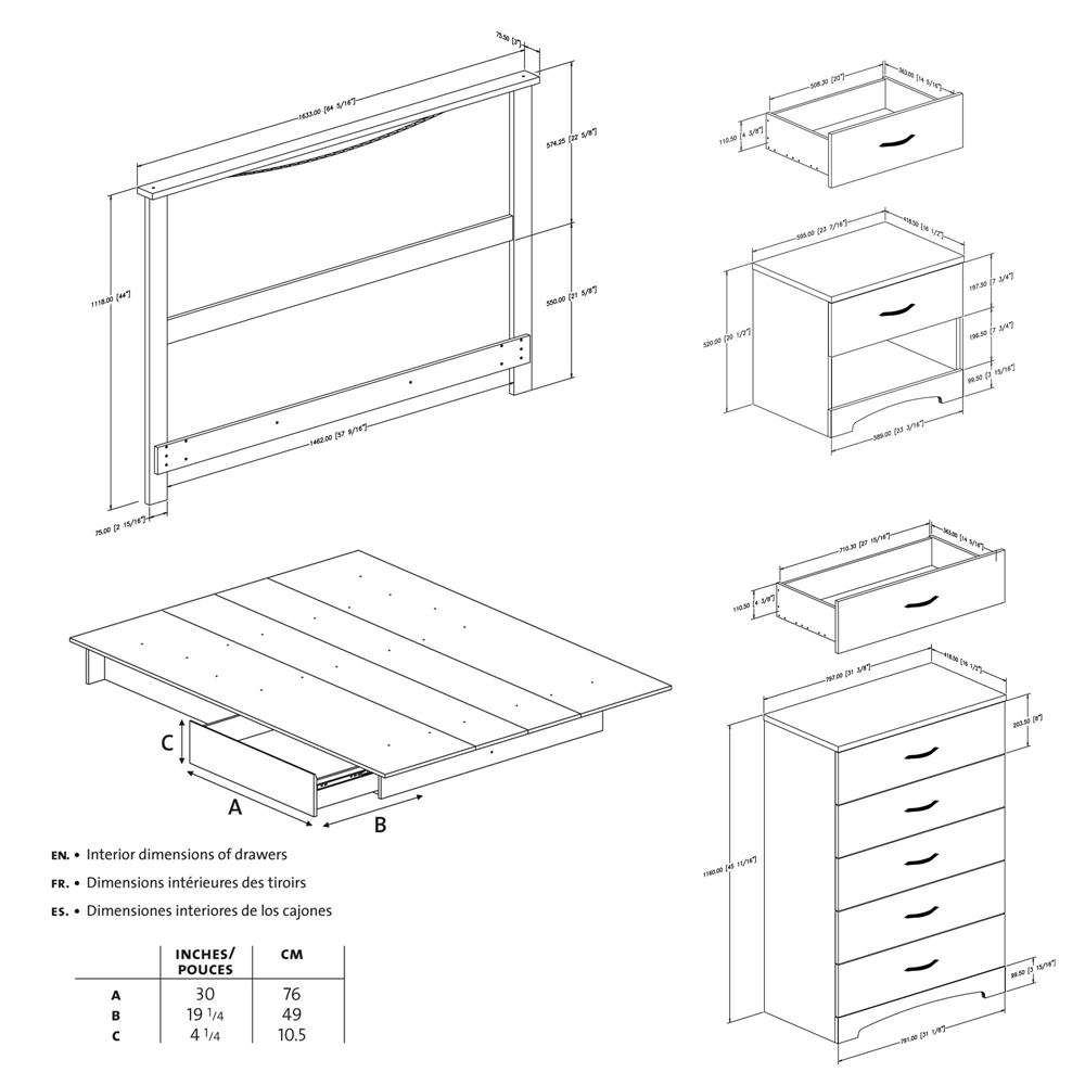 South Shore Step One 4-Piece Bedroom Set, Full, Pure Black. Picture 4