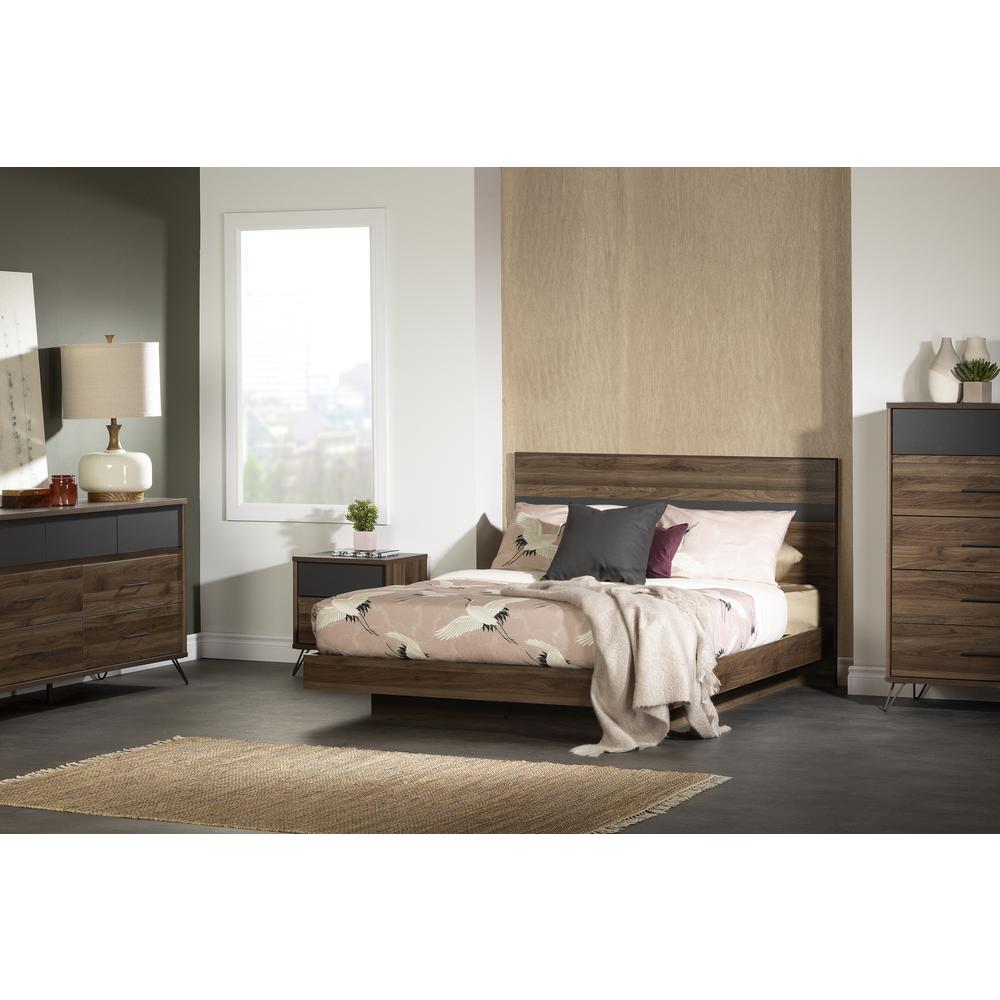 Olvyn 2-Drawer Nightstand, Natural Walnut and Charcoal. Picture 2