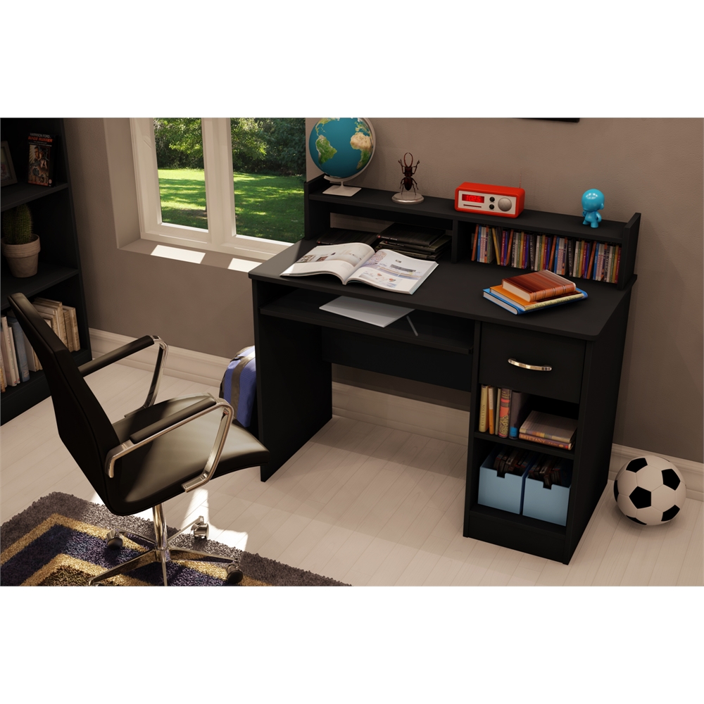 South Shore Axess Desk with Keyboard Tray, Pure Black. Picture 2