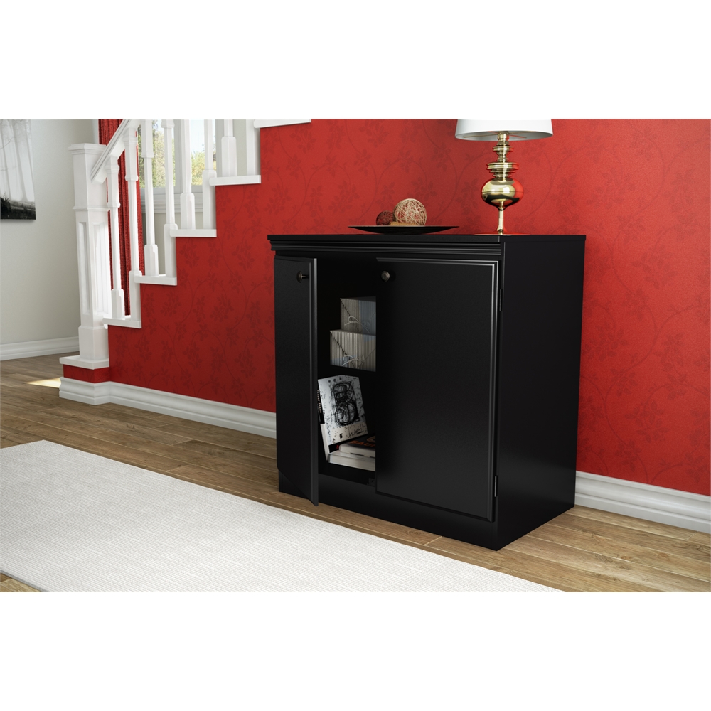 South Shore Morgan Small 2-Door Storage Cabinet, Pure Black. Picture 2