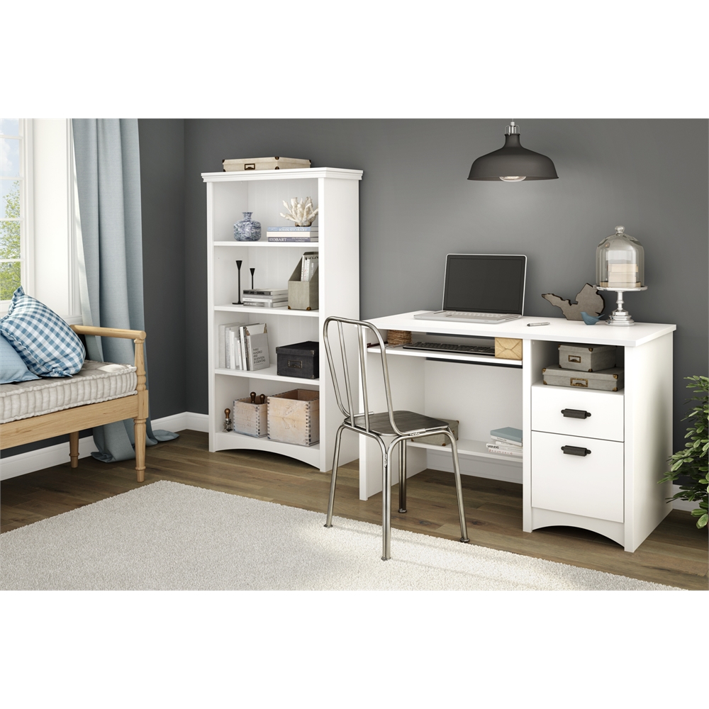 South Shore Gascony 4-Shelf Bookcase, Pure White. Picture 2