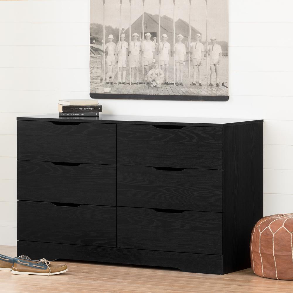 Holland 6-Drawer Double Dresser, Black Oak. Picture 1