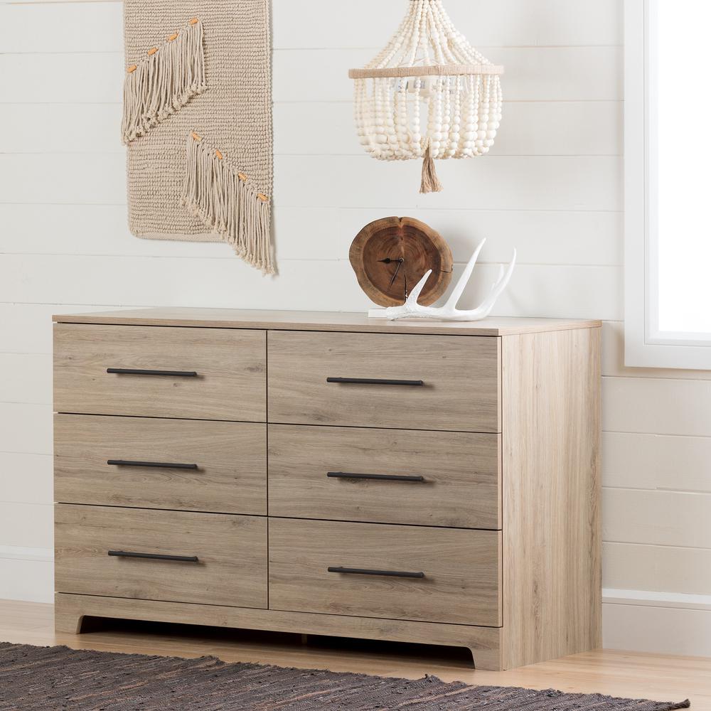 Primo 6-Drawer Double Dresser, Rustic Oak. Picture 1