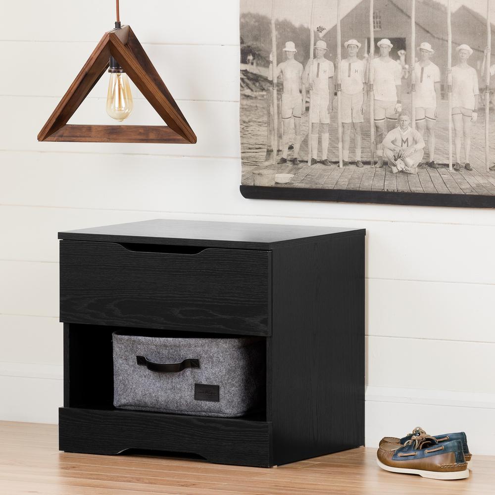 Holland 1-Drawer Nightstand, Black Oak. Picture 2
