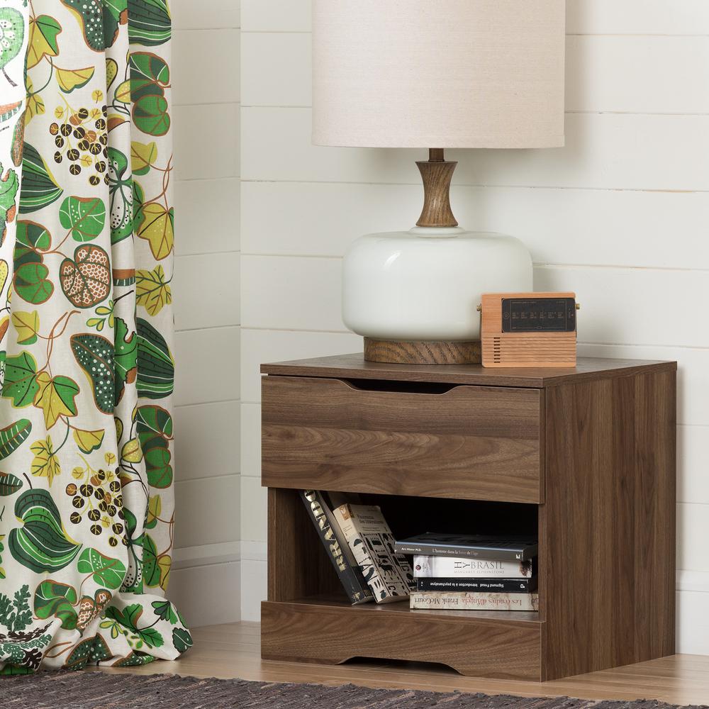 Holland 1-Drawer Nightstand, Natural Walnut. Picture 2